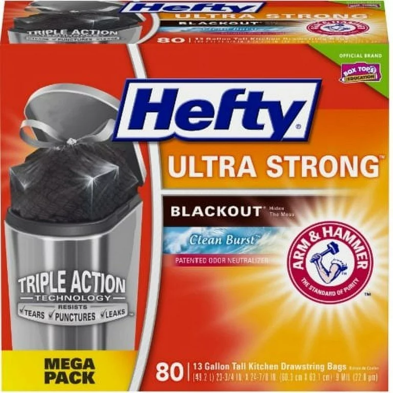 Hefty Ultra Strong BlackOut Tall-Kitchen Drawstring Bags